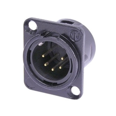 Bild von NC5MD-L-BAG-1 | Einbaustecker XLR 5pol. male, schwarzes Gehäuse, Silber Kontakte