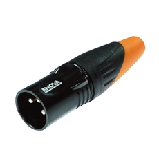 Bild von XL23MB-W | XLR male 3 PIN IP67 Black Housing  & Orange Boot Solder